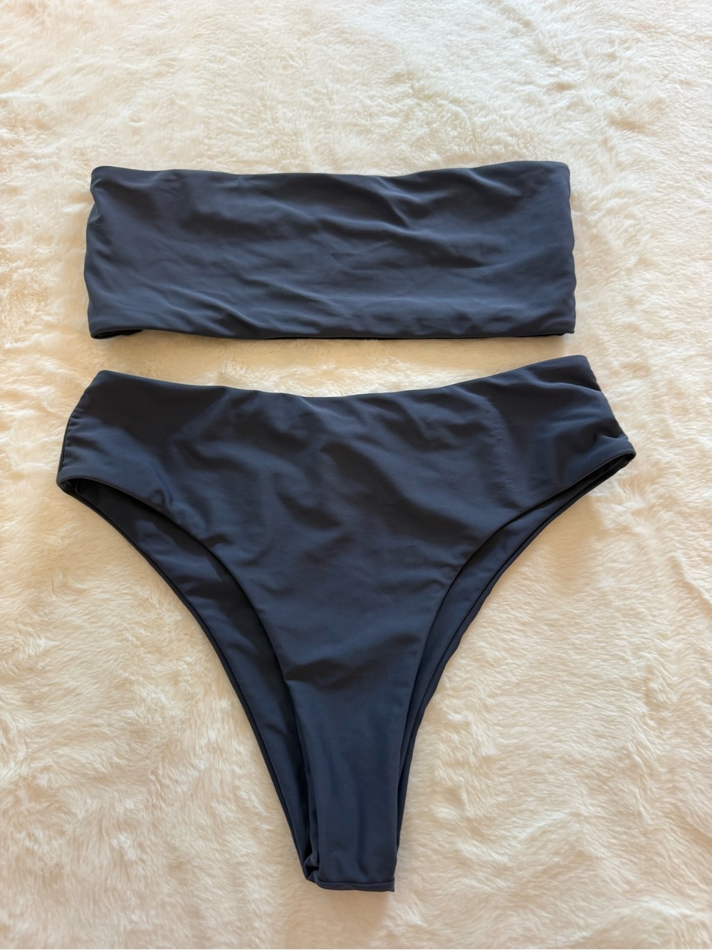 Zaful Charcoal Strapless Bandeau Bikini Set